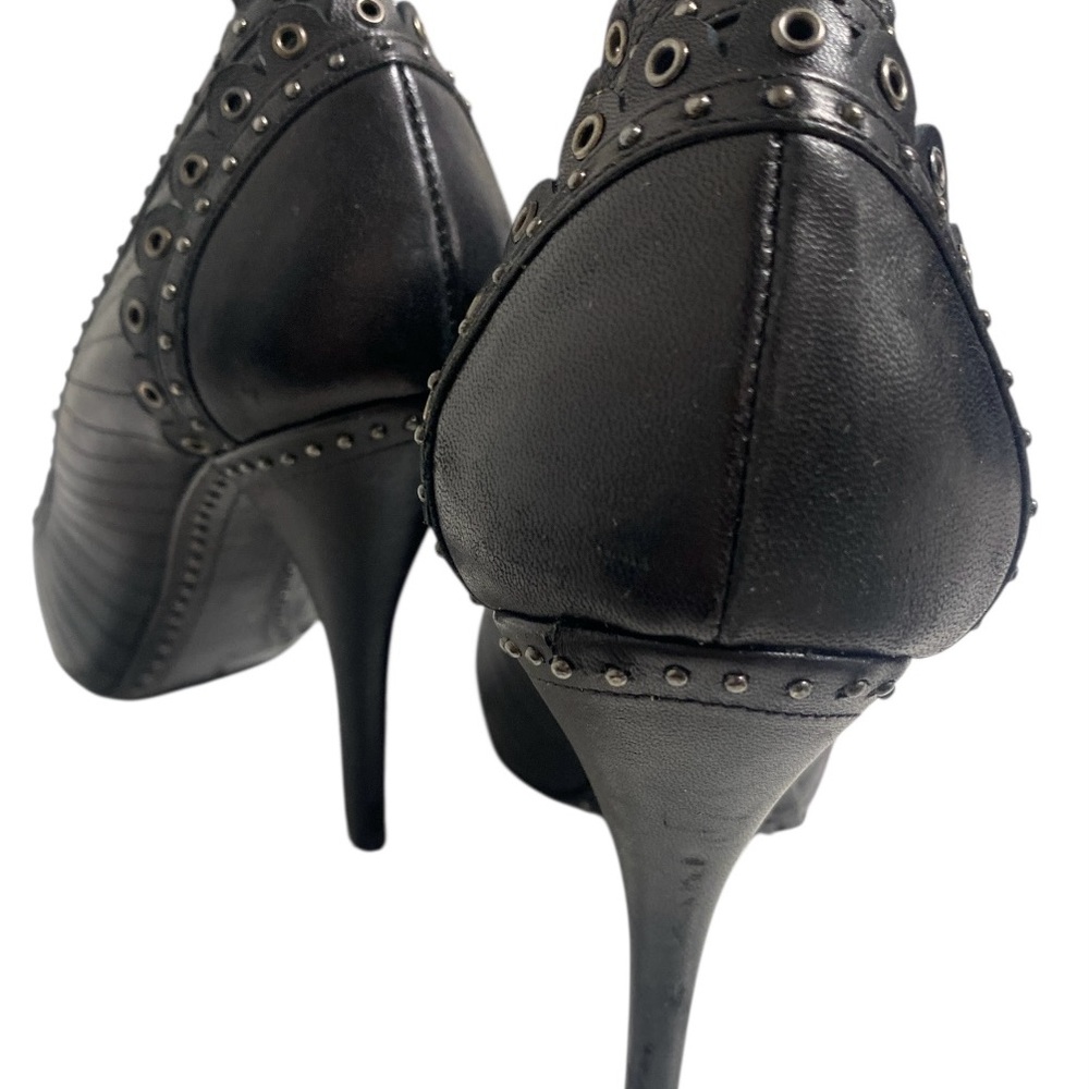 Christian Dior Black Leather Studded Accent Heels with Bow Detail - Picture 4 of 7